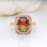 Liana 14K Yellow Gold Bi-Color Tourmaline and Diamond Ring | EM 11x9mm