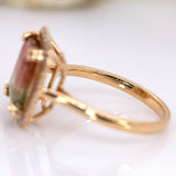 Liana 14K Yellow Gold Bi-Color Tourmaline and Diamond Ring | EM 11x9mm