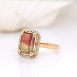 Liana 14K Yellow Gold Bi-Color Tourmaline and Diamond Ring | EM 11x9mm