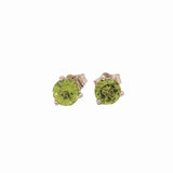 Peridot Round Martini Studs | 3 Prong Solitaire Stud Earrings