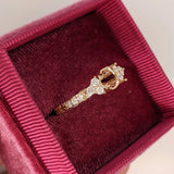 Vintage Inspired Ring Semi Mount w filigree design & pave diamond