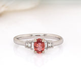 Mridul 14K White Gold Padparadscha Sapphire and Diamonds Ring | OV 6x4mm