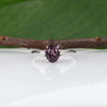 14K white gold purple spinel ring with diamond accents