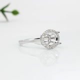 Lovely East West Oval Ring Semi Mount with a Halo of Natural Diamond Accents in Solid 14k Gold | Oval Shape | Customizable