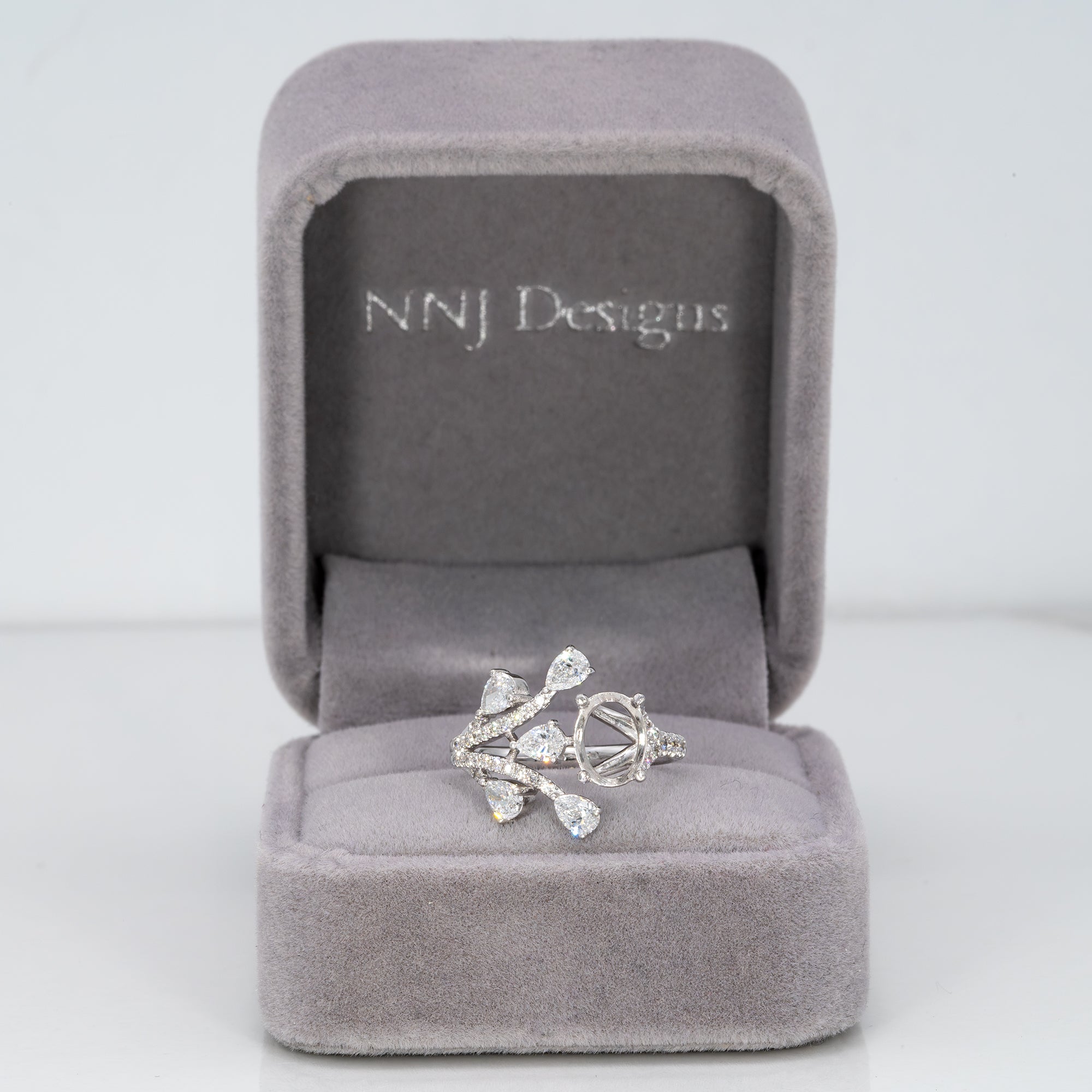 14K white gold lab diamond semi-mount ring setting