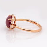 Lilou 14k Solid Gold Star Ruby Ring with Natural Diamonds Accents , Oval 11x7.6mm