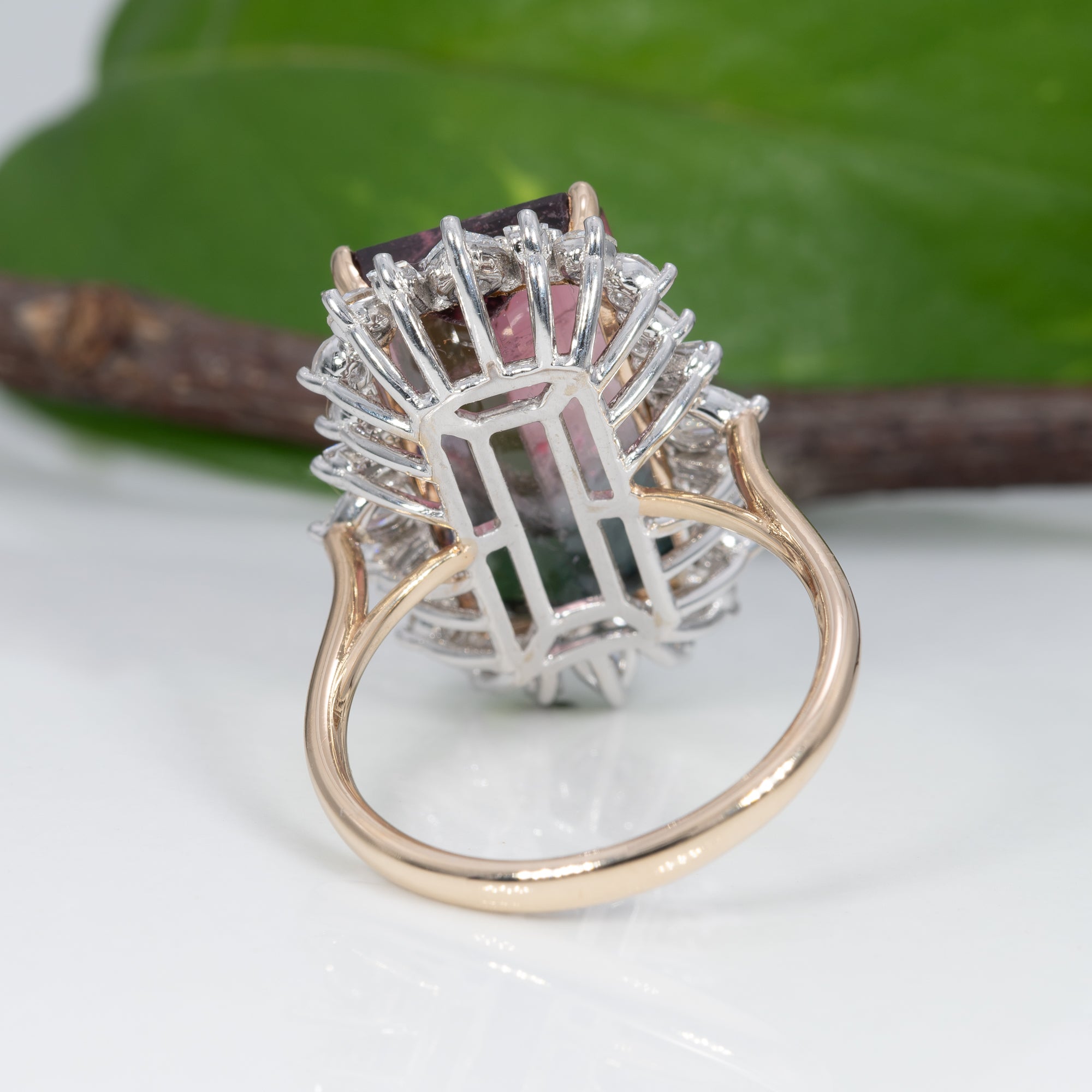 14K white & yellow gold bi-color tourmaline ring