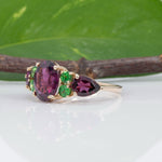 14K yellow gold purple garnet ring