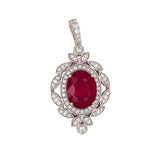 Madagascar Ruby Pendant with Natural Diamond Accents | Solid 14K Gold Fine Jewelry Necklace