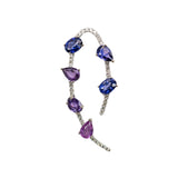 14K White Gold Ombre Purple Sapphire Diamond Pendant | Oval and Pear Shape 7x5mm