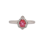 Lia 14K White Gold Padparadscha Sapphire Diamond Ring | PE 6x5mm