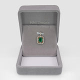 Niva Solid 14K Gold Emerald Pendant with Natural Diamonds Accents, 7x5mm