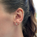 5mm 6mm Round - 14K Solid Gold Lab Diamond Bezel Solitaire Stud Earrings