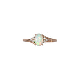 14K rose gold Ethiopian opal cabochon ring with diamond accents