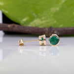 14K yellow gold zambian emerald earrings
