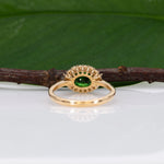 14K yellow gold tsavorite garnet ring with diamond accents