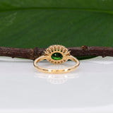 14K yellow gold tsavorite garnet ring with diamond accents