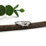 14K White Gold Floral Diamond Semi Mount Ring