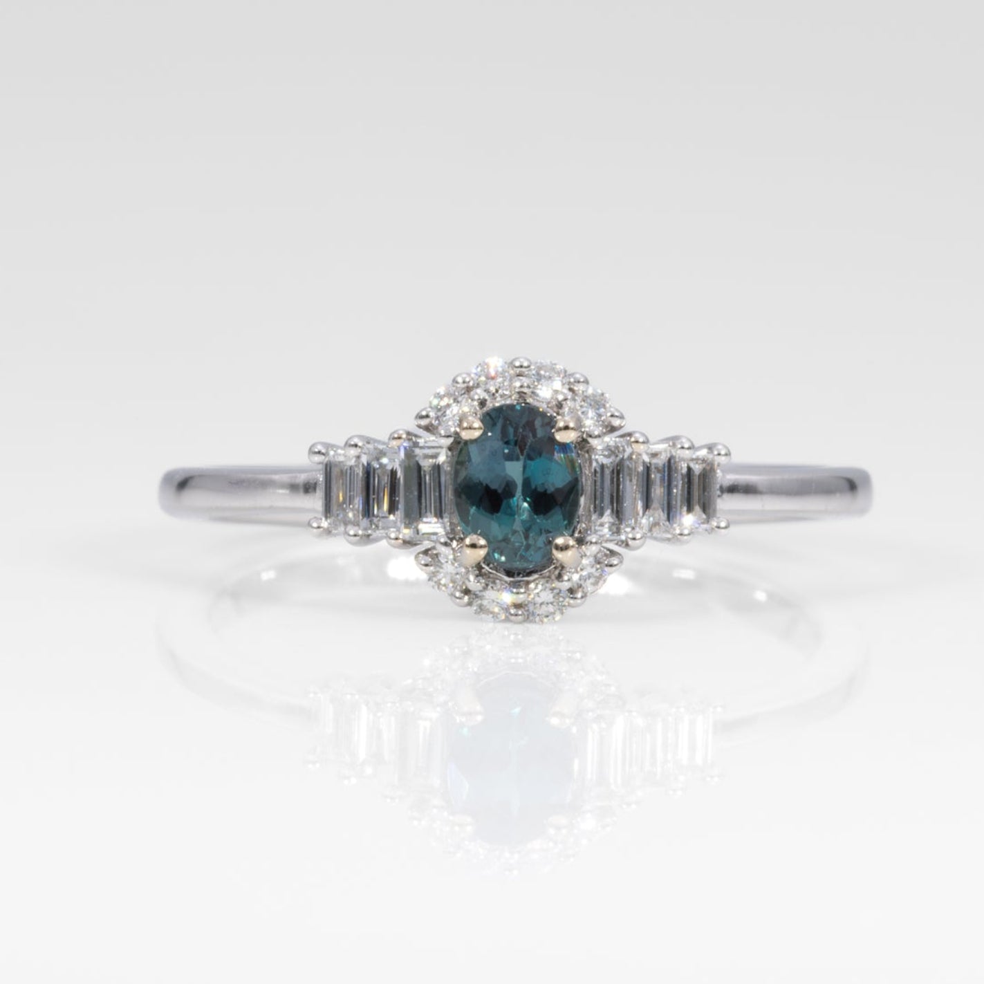 14K white gold alexandrite ring