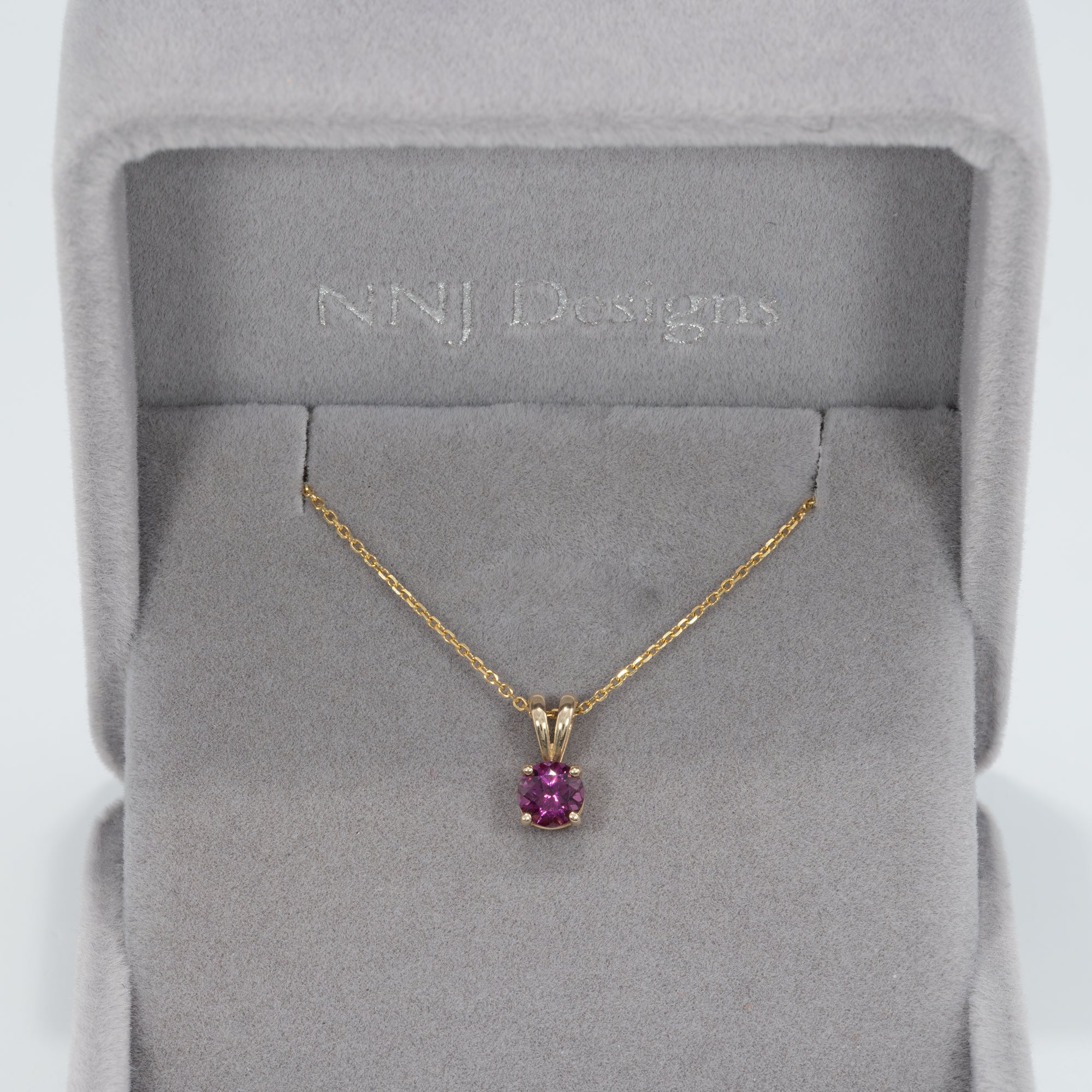 14K yellow gold rhodolite garnet pendant