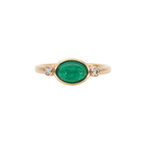 1.2ct Zambian Emerald Ring with Natural Diamonds Accents: Solid 14K Gold, 8x6mm