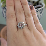Sitara 14K White and Rose Gold Cor de Rosa Morganite Diamond Ring | Cushion Shape 6mm