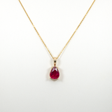 2.4 Ct Natural Madagascar Ruby Pendant – Pear Cut 9x7mm Solitaire Necklace in Solid 14K Gold Fine Gemstone Jewelry