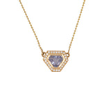 Cara Solid 14K Gold 1.3ct Sapphire Pendant with Chain, Earth Mined Diamonds Halo
