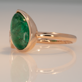 3.7Ct Zambian Emerald Ring with Lab Created Diamond: Solid 14K Gold, 12.6x8.2mm