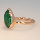 3.7Ct Zambian Emerald Ring with Lab Created Diamond: Solid 14K Gold, 12.6x8.2mm