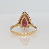 3.7Ct Rubellite Tourmaline Ring with Earth Mined Diamond Accents in Solid 14K Gold – Pear Cut 13x8mm Fine Jewelry Ring