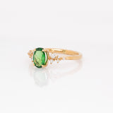 Aranya 14k Solid Gold Tsavorite Garnet Ring with Natural Diamonds Accents | Round 7x5mm