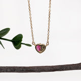 Beautiful Heart Ruby Pendant w Natural Diamond Accents in Solid 14K Yellow Gold