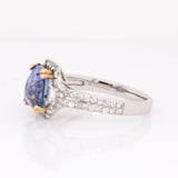 Genevieve 14K Solid Gold Cornflower Blue Sapphire and Natural Diamonds Ring | CU 8x7mm