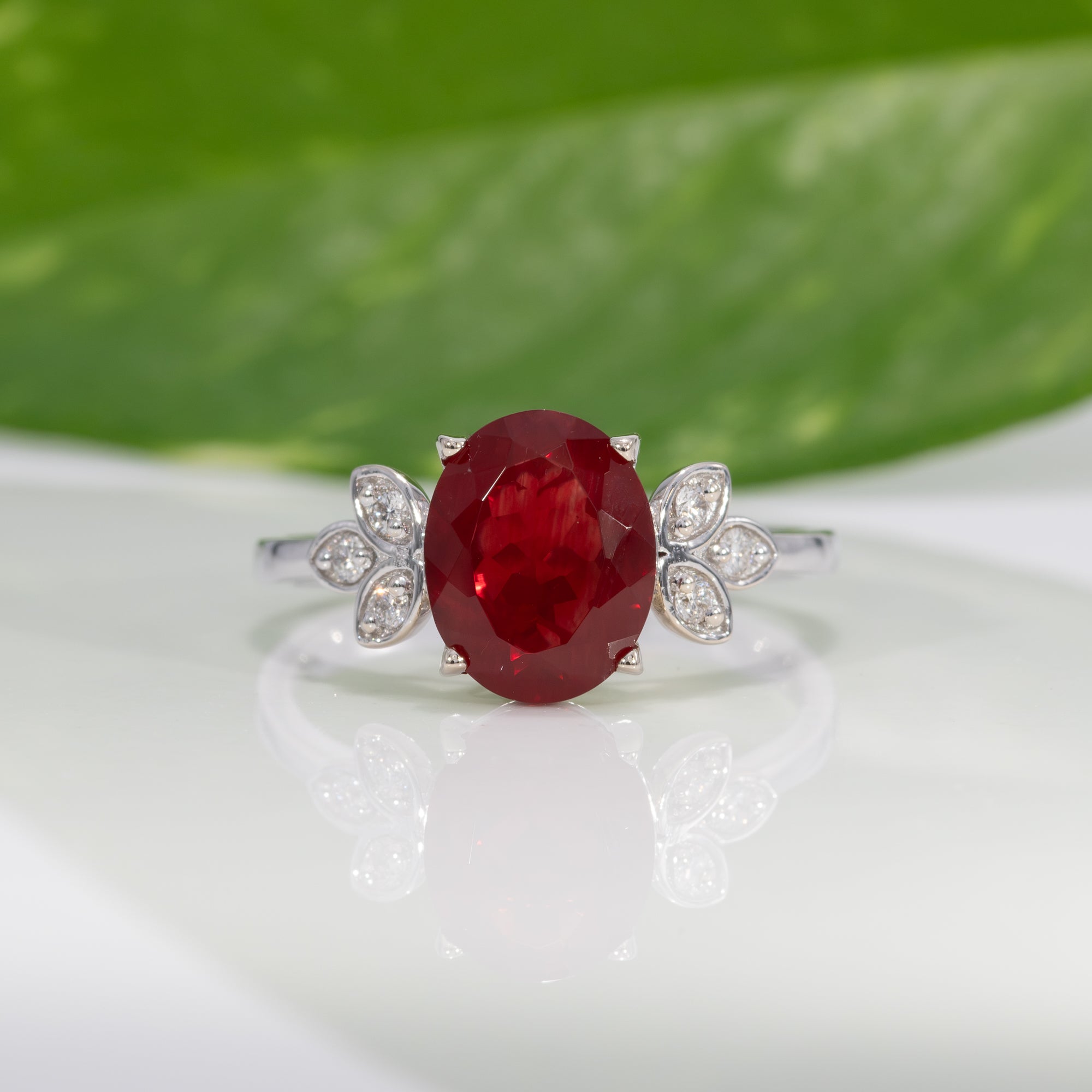 14K White Gold Tibetan Sunstone Ring