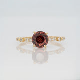 2.3 Ct Red Zircon Ring with Genuine Earth-Mined Diamonds – Solid 14K Gold 7mm Elegant Fine Jewelry Statement Ring, Fiery Gemstone Design