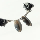 Black Moonstone Drilled Matched Pair Gemstones | Marquise Shape- Side Drilled and Faceted Gems 28x10x5mm