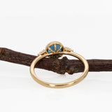 Saffi Solid 14k Gold London Blue Topaz Ring with Natural Diamonds Accents: 5.5mm