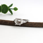 14k Gold Emerald Cut Diamond Semi Mount Engagement Ring