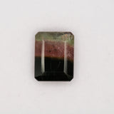 6.6ct tri-color tourmaline emerald 12.6x9.9mm loose bi-color gemstone