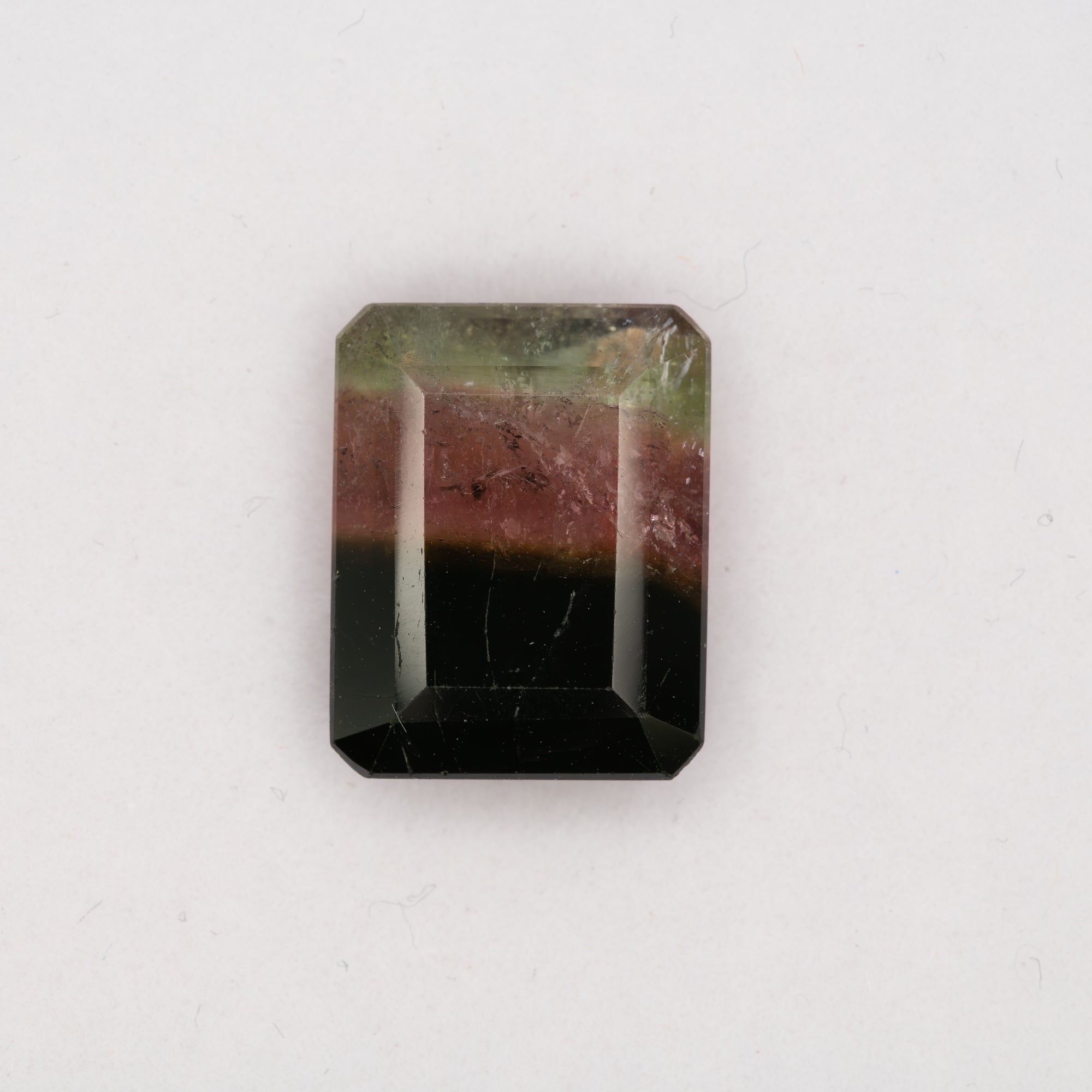 6.6ct tri-color tourmaline emerald 12.6x9.9mm loose bi-color gemstone