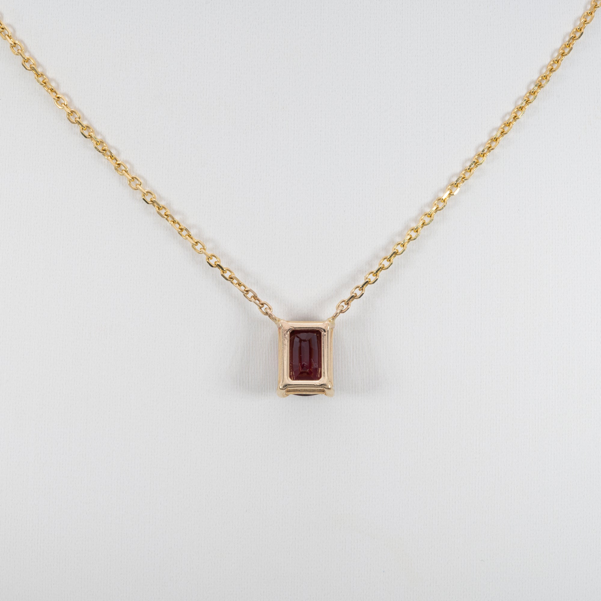 14K yellow gold red spinel necklace
