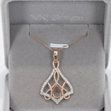 14K white & rose gold diamond semi-mount pendant