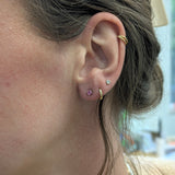 3mm Round - 14K Solid Gold Madagascar Pink Tourmaline Solitaire Studs