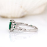 Sarai 14K White Gold Zambian Emerald and Diamond Ring | EM 7x5mm