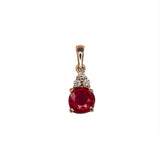 Madagascar Ruby Pendant with Earth Mined Diamonds in Solid 14K Gold – Round 4.5mm Natural Ruby Jewelry