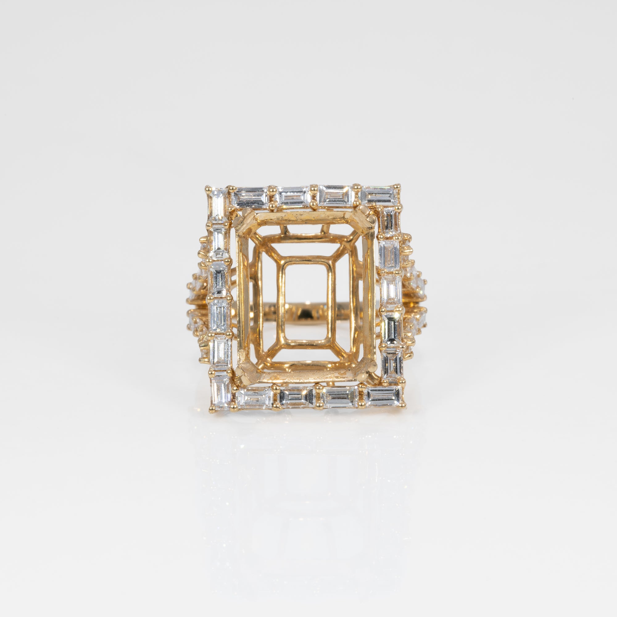 14K yellow gold diamond semi-mount ring