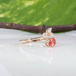 14K yellow gold padparadscha sapphire ring with diamond accents