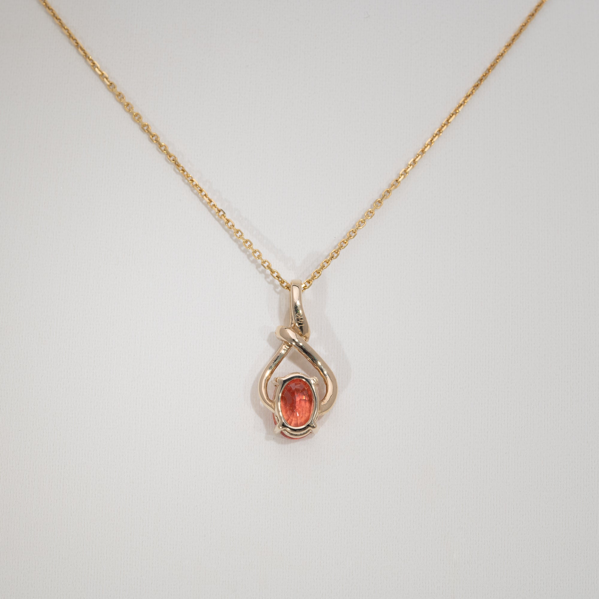 14K yellow gold padparadscha sapphire pendant