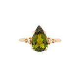 Yara 14k Solid Gold Green Tourmaline Ring with Natural Diamond Accents | 12x7.7mm